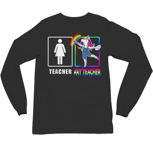 Cute Art Teacher Magical Dabbing Unicorn Artist Unisex Long Sleeve T-Shirt - teacherstshirts.com DE