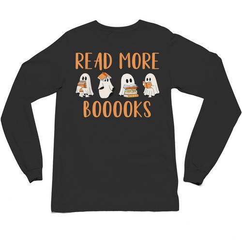 Cute Booooks Ghost Read More Books Teacher Halloween Unisex Long Sleeve T-Shirt - teacherstshirts.com AU