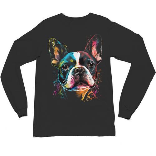 Cute Boston Terrier Puppy Dog Art Lover Unique Painting For Men Women Kids Unisex Long Sleeve T-Shirt - Bostonterriersmerch.com