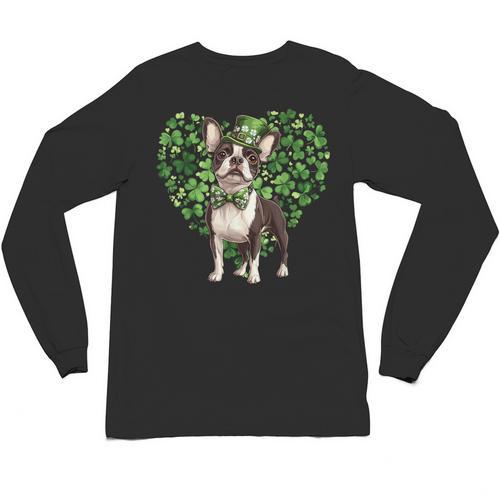 Cute Boston Terrier Shamrock St Patrick's Day Dog Lover Men Women Kids Unisex Long Sleeve T-Shirt - Bostonterriersmerch.com