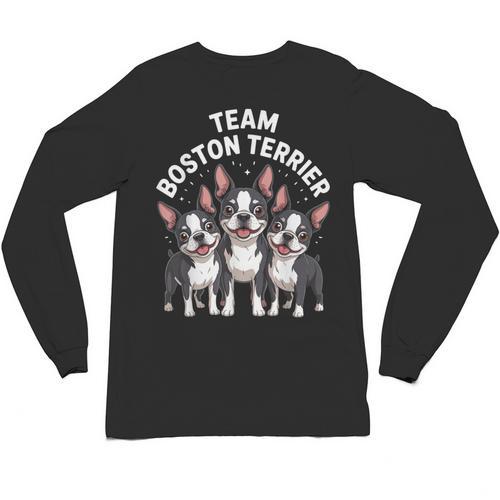 Cute Cartoon For Dog Owners Pet Team Boston Terrier Unisex Long Sleeve T-Shirt - Bostonterriersmerch.com