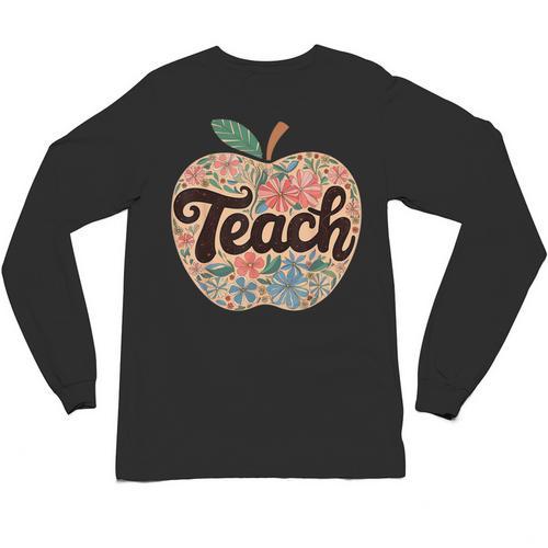 Cute Teacher With Apple Retro Teacher Kids Back To School Unisex Long Sleeve T-Shirt - teacherstshirts.com AU