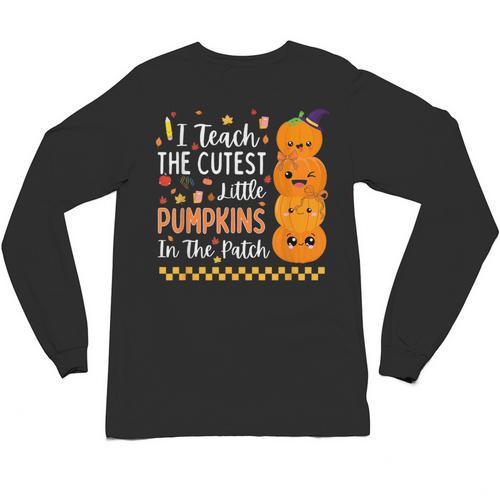 Cute Teacher Halloween For Women Men Teacher Pumpkin Unisex Long Sleeve T-Shirt - teacherstshirts.com UK