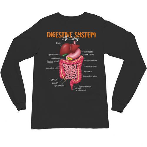 Digestive System Anatomy Anatomical Biology Teacher Unisex Long Sleeve T-Shirt - teacherstshirts.com CA