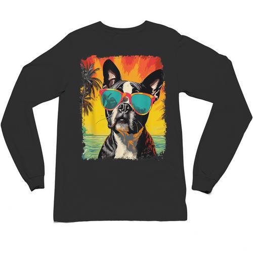 Dog Boston Terrier Hawaiian Unisex Long Sleeve T-Shirt - Bostonterriersmerch.com