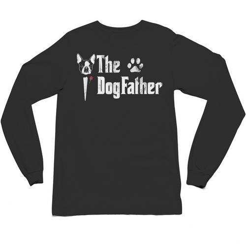 The Dogfather Boston Terrier Dog Dad Father's Day Unisex Long Sleeve T-Shirt - Bostonterriersmerch.com
