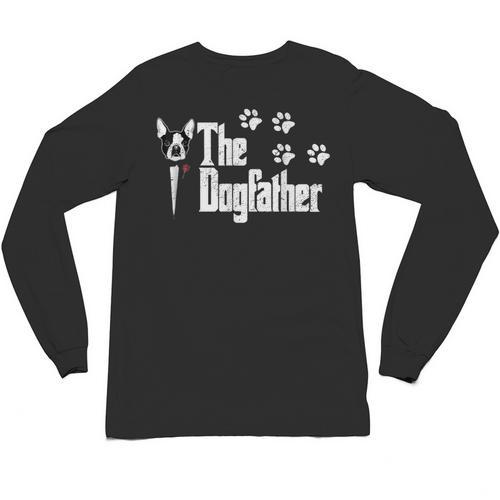 The Dogfather Boston Terrier Dog Dad Tshirt Idea Unisex Long Sleeve T-Shirt - Bostonterriersmerch.com