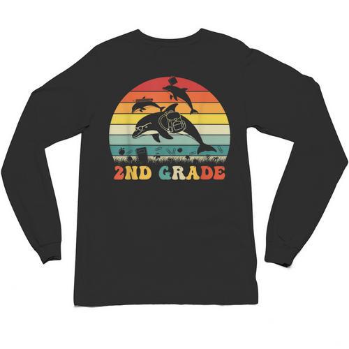 Dolphin Second Grade Back To School Teacher Student Unisex Long Sleeve T-Shirt - teacherstshirts.com DE
