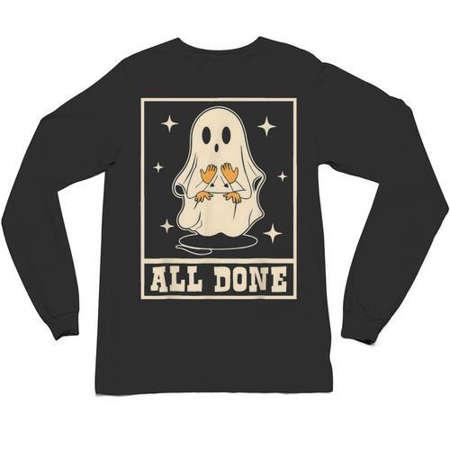 All Done Sign Language Ghost Speech Pathology Teacher Unisex Long Sleeve T-Shirt - teacherstshirts.com DE