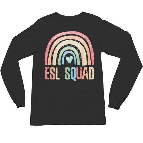 ESL Squad Teacher Crew Team Back To School English Rainbow Unisex Long Sleeve T-Shirt - teacherstshirts.com