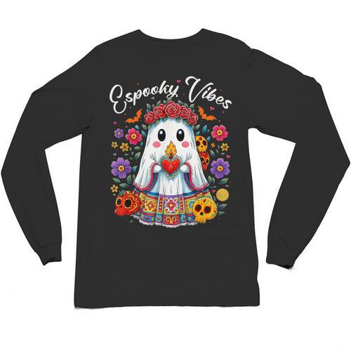 Espooky Vibes Maestra Halloween Spanish Mexican Teacher Unisex Long Sleeve T-Shirt - teacherstshirts.com AU
