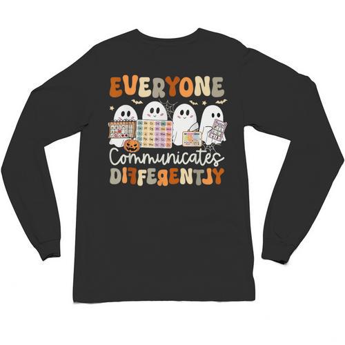 Everyone Communicates Differently Halloween Sped Teacher Unisex Long Sleeve T-Shirt - teacherstshirts.com