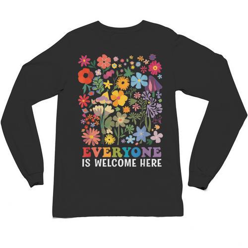 Everyone Is Welcome Here Tshirt Idaho Teacher Support Retro Unisex Long Sleeve T-Shirt - teacherstshirts.com UK