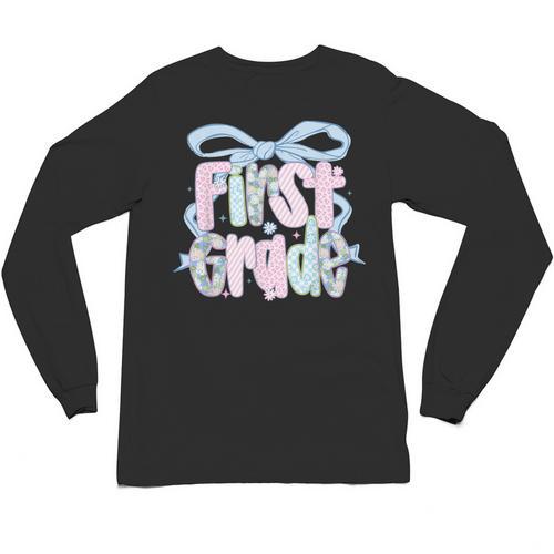 First Grade Coquette Bow Girls Teacher Team 1st Grade Squad Unisex Long Sleeve T-Shirt - teacherstshirts.com CA