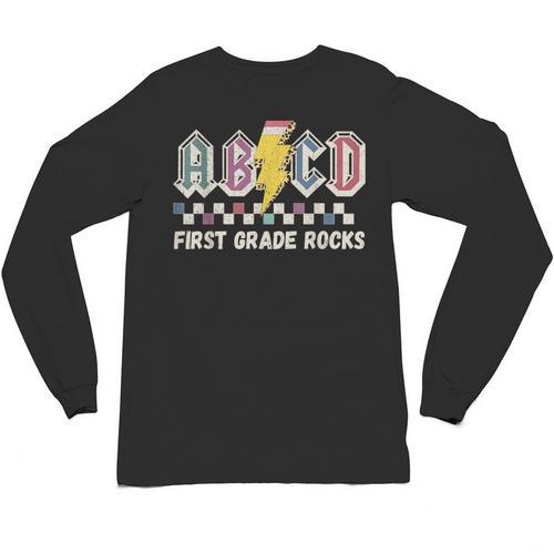 First Grade Rocks Teachers Back To School ABCD Rock Students Unisex Long Sleeve T-Shirt - teacherstshirts.com UK