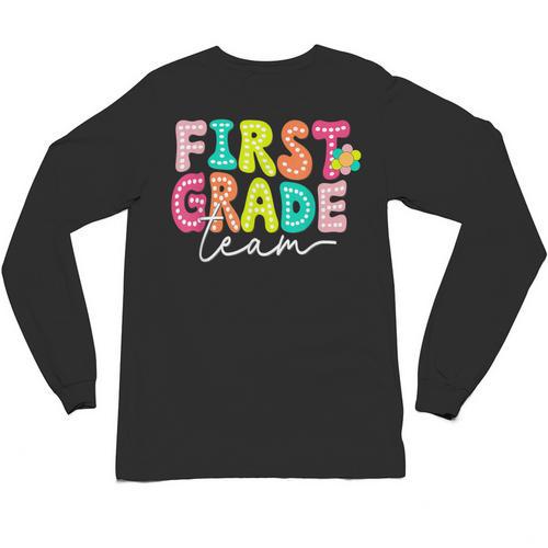 First Grade Team Teacher Back To School 1st Grade Squad Kids Unisex Long Sleeve T-Shirt - teacherstshirts.com UK