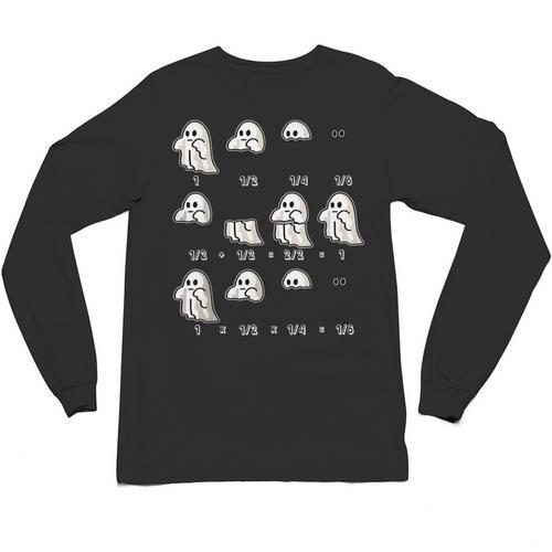 Fractions Math Teacher Ghost Math Halloween Humorous Unisex Long Sleeve T-Shirt - teacherstshirts.com UK