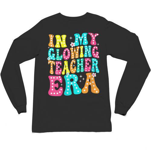 In My Glowing Teacher Era Groovy Colorful Bright Unisex Long Sleeve T-Shirt - teacherstshirts.com DE