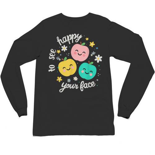 Groovy Happy To See Your Face Teacher School Appreciation Unisex Long Sleeve T-Shirt - teacherstshirts.com UK