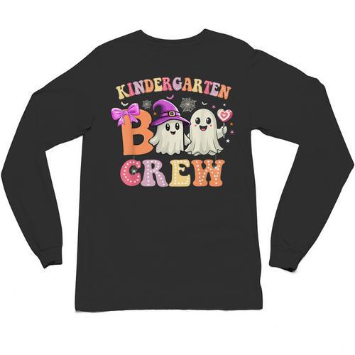 Groovy Kindergarten Boo Crew Kinder Halloween Teacher Kids Unisex Long Sleeve T-Shirt - teacherstshirts.com AU
