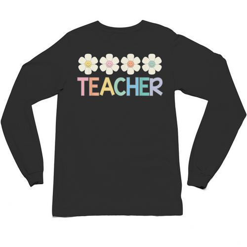 Groovy Teacher Cute Daisy Flower Retro Back To School Unisex Long Sleeve T-Shirt - teacherstshirts.com DE