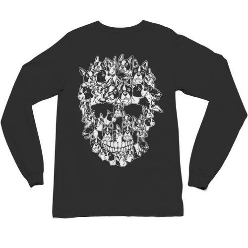 Halloween Costume Skull Boston Terrier Dog Lover Unisex Long Sleeve T-Shirt - Bostonterriersmerch.com AU
