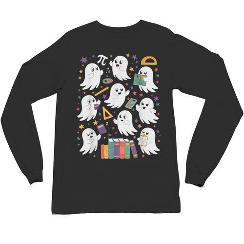 Halloween Math Teacher Ghost Math Teacher Spooky Halloween Unisex Long Sleeve T-Shirt - teacherstshirts.com CA