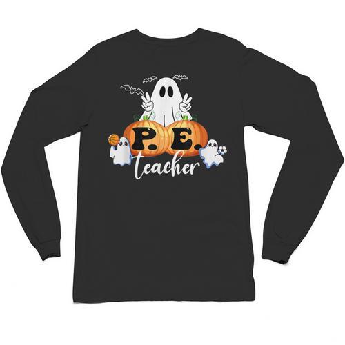 Halloween PE Teacher Ghosts Pumpkins Sports Lover Unisex Long Sleeve T-Shirt - teacherstshirts.com DE
