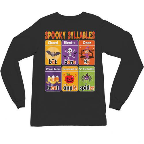 Halloween Spooky Syllable Types Teacher Educational Unisex Long Sleeve T-Shirt - teacherstshirts.com AU