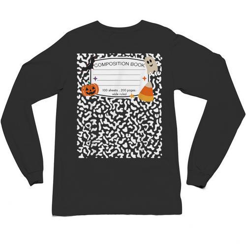 Halloween Teacher Composition Book Notebook Matching Group Unisex Long Sleeve T-Shirt - teacherstshirts.com