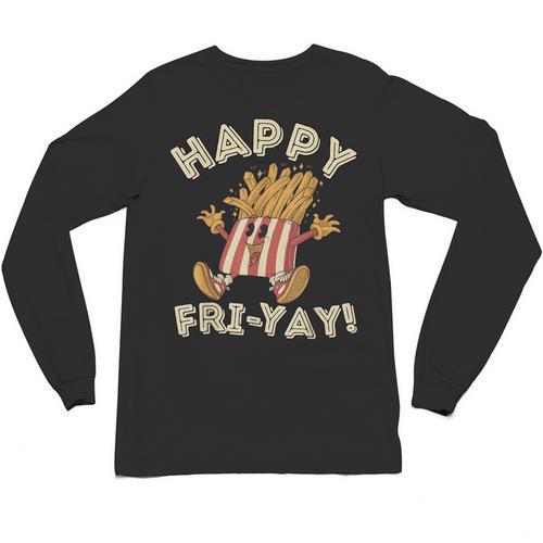 Happy Fri Yay Retro French Fries Friday Lovers Fun Teacher Unisex Long Sleeve T-Shirt - teacherstshirts.com CA