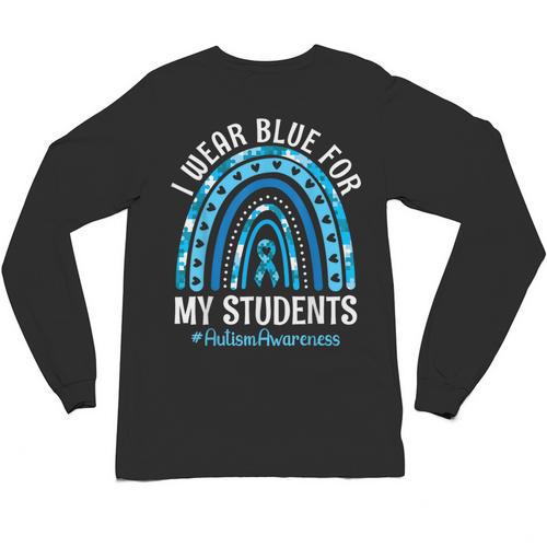 Happy Teacher I Wear Blue For My Students Autism Awareness Unisex Long Sleeve T-Shirt - teacherstshirts.com DE