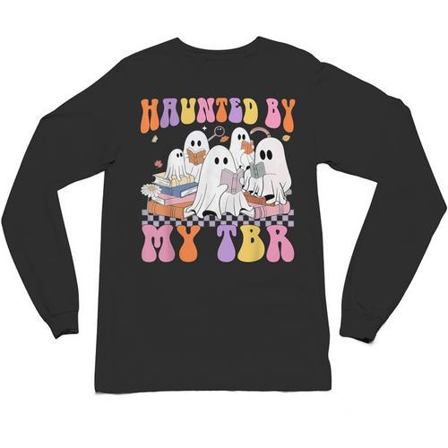 Haunted By My TBR Cute Ghosts Book Reading Teacher Halloween Unisex Long Sleeve T-Shirt - teacherstshirts.com AU