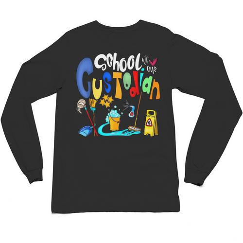 We Heart Love Our School Custodian For Teacher & Kids Unisex Long Sleeve T-Shirt - teacherstshirts.com AU