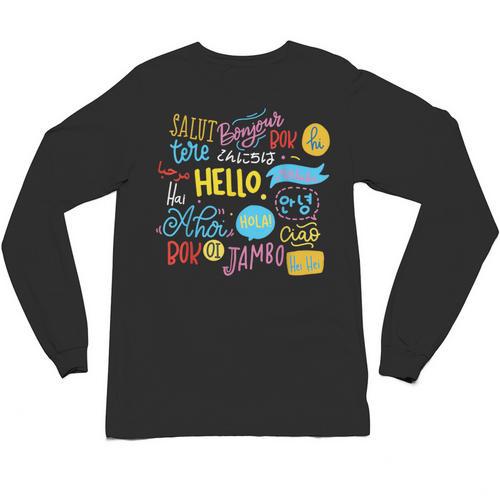 Hello Word In Different Languages Travel And Teacher Lover Unisex Long Sleeve T-Shirt - teacherstshirts.com DE