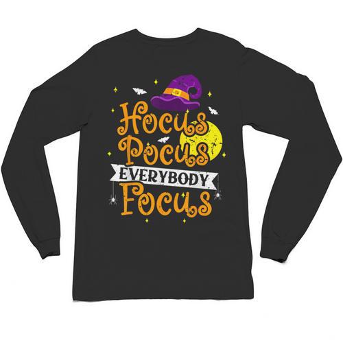 Hocus Pocus Everybody Focus Halloween Teacher Men Women Kids Unisex Long Sleeve T-Shirt - teacherstshirts.com DE