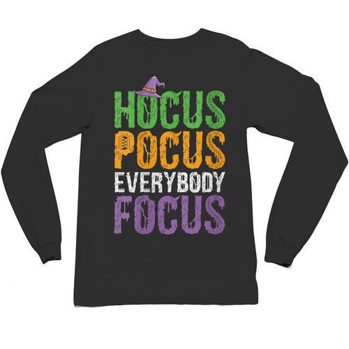 Hocus Pocus Everybody Focus Teacher Halloween Unisex Long Sleeve T-Shirt - teacherstshirts.com DE
