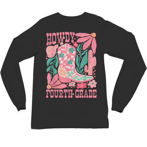 Howdy Fourth Grade Western 4th Grade Teacher Cowboy Cowgirl Unisex Long Sleeve T-Shirt - teacherstshirts.com AU