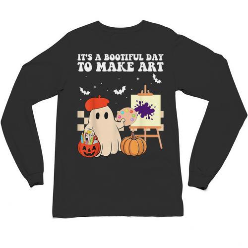 It's A Bootiful Day To Make Art Groovy Art Teacher Halloween Unisex Long Sleeve T-Shirt - teacherstshirts.com AU