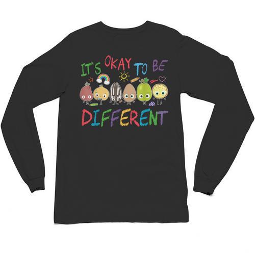It's Ok To Be Different Apple Teacher Autism Awareness Unisex Long Sleeve T-Shirt - teacherstshirts.com AU
