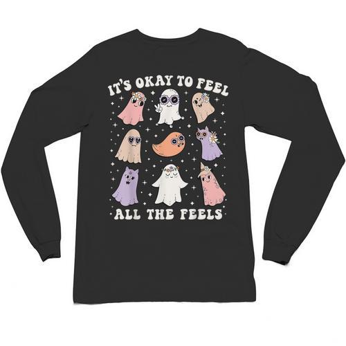 It’s Okay To Feel All The Feels Special Ed Teacher Halloween Unisex Long Sleeve T-Shirt - teacherstshirts.com UK