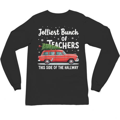 Jolliest Bunch Of Teachers This Side Of The Hallway Xmas PJ Unisex Long Sleeve T-Shirt - teacherstshirts.com UK
