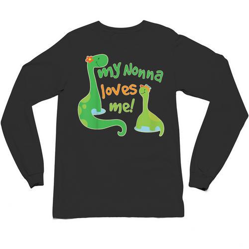 Kids My Nonna Loves Me Dinosaur Grandson Unisex Long Sleeve T-Shirt - Bostonterriersmerch.com