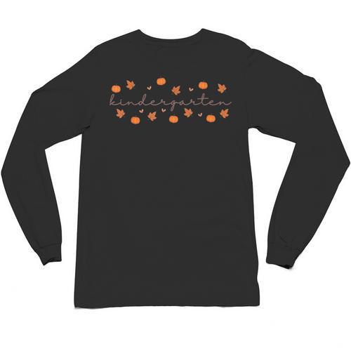 Kindergarten Teacher Pumpkin Autumn Leaves Kinder Team Fall Unisex Long Sleeve T-Shirt - teacherstshirts.com DE