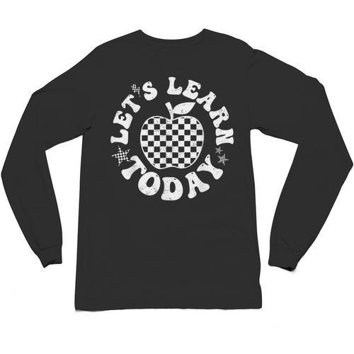Let's Learn Today Checkered Apple Back To School Teacher Unisex Long Sleeve T-Shirt - teacherstshirts.com DE