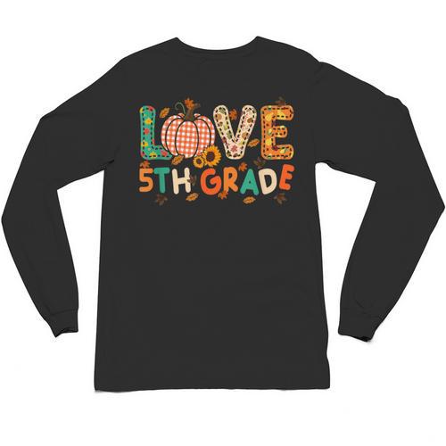 Love 5th Grade Thanksgiving Colorful Fall Leaves Teacher Unisex Long Sleeve T-Shirt - teacherstshirts.com AU