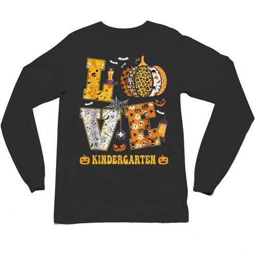 LOVE Kindergarten Pumpkin Teacher Student Halloween Costume Unisex Long Sleeve T-Shirt - teacherstshirts.com AU