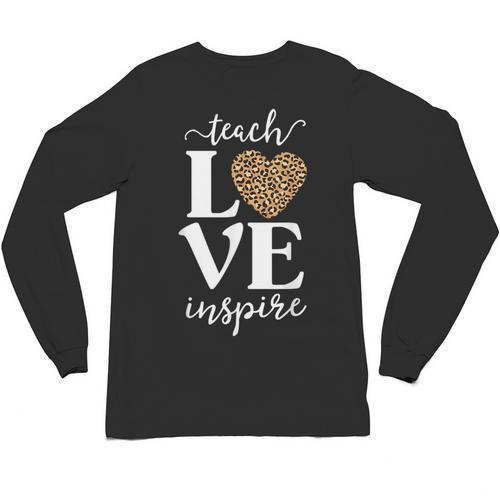 Love Leopard Print Teacher Cheetah School Inspire Teach Unisex Long Sleeve T-Shirt - teacherstshirts.com AU