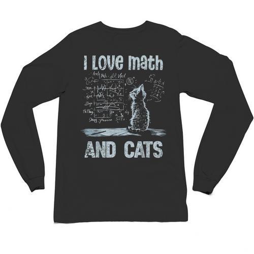 I Love Math And Cats Cat Lover Science Teacher Student Unisex Long Sleeve T-Shirt - teacherstshirts.com UK