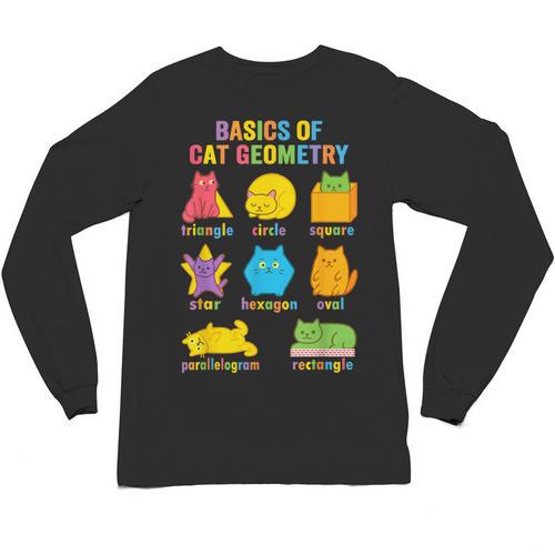 Math Cat Geometry Back To School Mathematics Teacher Unisex Long Sleeve T-Shirt - teacherstshirts.com UK